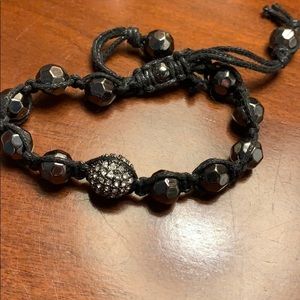 Crystal & hematite style faceted bead bracelet